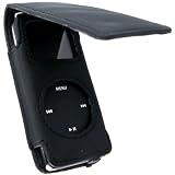Eforcity Black Leather Flip Case with Cover and Clip for Apple iPod Nano, Gen 1 and Gen 2 BONUS Scre...