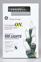 Good Tidings SBC64406 G.E. String-A-Long Constant ON Miniature Christmas Lights, Clear
