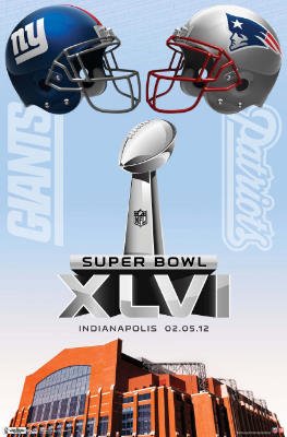 (22x34) New York Giants vs New England Patriots Super Bowl XLVI Sports Poster