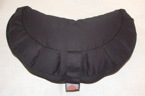 Zen Black Crescent Zafu Meditation Cushion filled with Organic Buckwheat Husks.