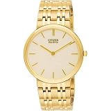 Citizen Men's Eco-Drive Stiletto Gold-Tone Bracelet Watch #AR1052-58P