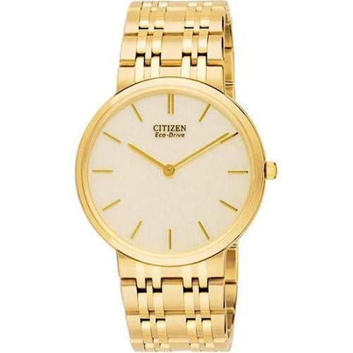 Citizen Men's Eco Drive Stiletto Gold Tone Bracelet Watch #AR1052 58P