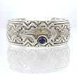 Bear Cuff Bracelet by Jefferson Brown with Lapis in Sterling Silver and 14kt Gold, #7798