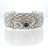 Bear Cuff Bracelet by Jefferson Brown with Lapis in Sterling Silver and 14kt Gold, #7798