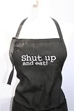 Black "Shut up and Eat" Embroidered Apron