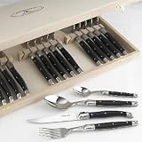 Jean Dubost Laguiole 24-Piece Flatware Set (Black Handles