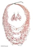Pearl and rose quartz jewelry set, 'Gushing Pink' 4.1