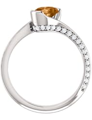 14K White Gold 7.00x5.00mm Oval Cut Bronze Tourmaline and Diamond Ring -- LIFETIME WARRANTY