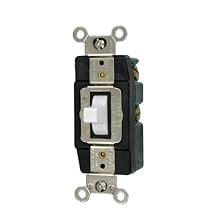 Leviton 1256-W 15-Amp 120/277-Volt Single-Pole Toggle AC Quiet Switch, White