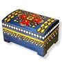 Wooden Box, 5417, Handcrafted Keepsake Chest, Blue with Flowers, 8"x5.5".