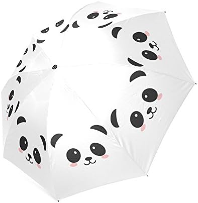 Cute Funny Panda Face Auto Folding Travel Umbrella Portable Foldable Sun Rain Umbrella