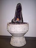 Aqua Amethyst Geode Fountain With Light And Crystal Sphere.