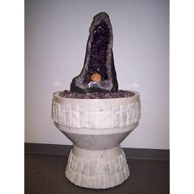 Aqua Amethyst Geode Fountain With Light And Crystal Sphere. by SHOPZEUS