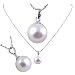 AugustinaJewelry Freshwater Cultured Round Shape 9-9.5mm White Pearl / 18K White Gold Pendant, 16" 14K white gold chain