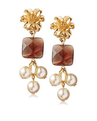 David Aubrey Hadrien Agate & Pearl Flower Post Earrings