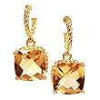 18k Yellow Gold Fine Quality Natural Champange Quartz Rope Hoop Earrings Ct.tw 7.50