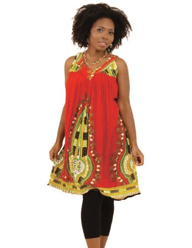 Short Traditional African Dashiki Print Rayon Sundress Sun Dress - Available in Many Colors