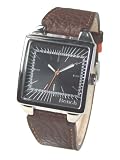 Image of Bench BC0046DBR Gents 3 Hand Quartz Analogue with Black Sunray Dial and Dark Brown Leather Strap Watch