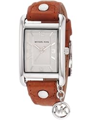 Michael Kors Womens MK2165 Leather Rectangle Charm Watch