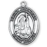 Sterling Silver St Brendan Medal and 24-inch Chain