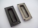 IRONMONGERY WORLDﾂｮ CAST IRON FLUSH RECESSED INSET DOOR SLIDING HANDLE (BLACK) by Ironmongery World 