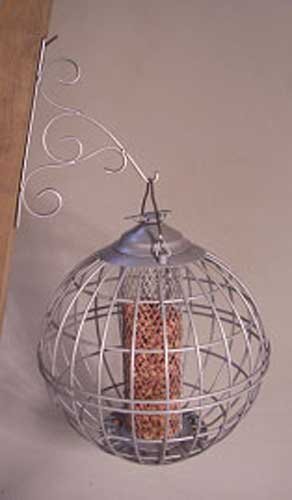 Caged Nut Bird Feeder Pewter Round