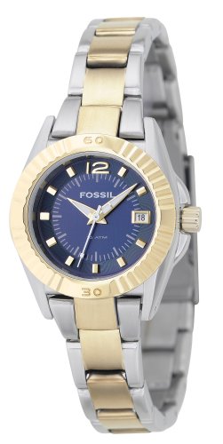 Fossil AM4178 Ladies Stainless Steel Sport Bracelet Watch With Blue Dial