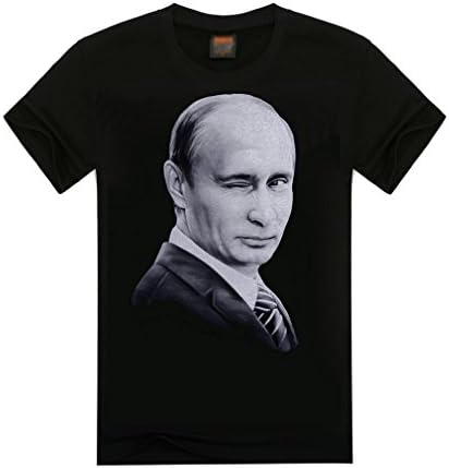 Unisex Putin Russian Support Printed Cotton Short Sleeve Casual Tee T-Shirt (Black2 M)