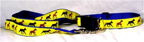 Designer Boxer Dog Leash - Yellow Boxer Leash- Four Feet Long - Made in USA