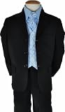 5-Piece Boys Black & Blue Suit