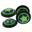 Fake Acrylic Plugs - Green/Blue with Green Star 16g Wire; 9mm - Sold as a Pair