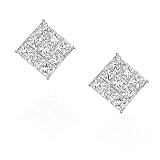 Bling Jewelry Designer Inspired Sterling Silver Mens Unisex 3 ct. Invisible Cut CZ Stud Earrings