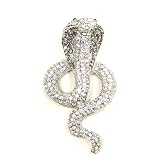Clear Austrian Rhinestone Rattle Snake Silver Plated Brooch Pin