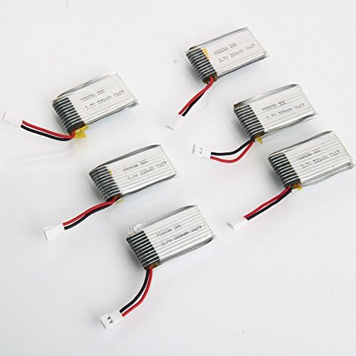 6 Pcs 3.7V 300mAh RC QuadCopter Hubsan X4/H107/H107L/H107C/H107D/H108C Li-Po Battery + Battery Charger