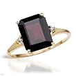 Ring With 3.95ctw Precious Stones - Genuine Diamonds and Garnet Crafted in Yellow Gold- Size 7 (Size 7)