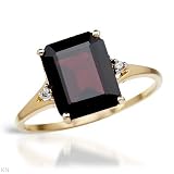 Yellow Gold 3.94 CTW Garnet and 0.01 CTW Accent Diamond Ladies Ring. Ring Size 7. Total Item weight 1.9 g.