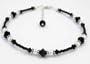 Black Tie Affair: Jet Black Ankle Bracelets: Sterling Silver Handmade Adjustable Beaded Anklets