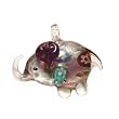 Colorful Elephant Glass Foil Pendant with Organza Choker