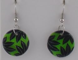 Green Polished Leaf Design Earrings