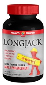 Longjack Male Enhancement Formula Dietary Supplement (Maca Extract, Tongkat Ali Root, L-Arginine, Ginseng) 1 Bottle