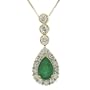 Emerald Pendant W/ Diamond 14K Gold Teardrop Ladies New
