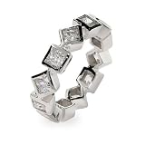 Sparkling Diamond Princess CZ Sterling Silver Eternity Band