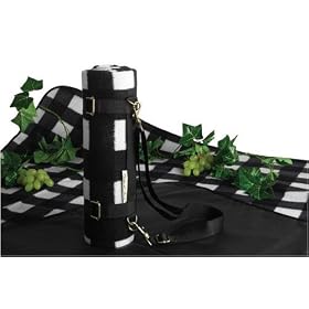 Picnic at Ascot 9124 Black and White Plaid Outdoorsman Blanket and Carrier 55x55-in. by Blankets & Throw Comforters