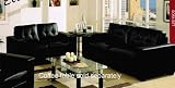 2 pcs Sofa Set with Button-Tufted Seat and Back in Black Regenerated Leather