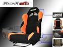 Black with Orange Universal Racing Seats - Pair