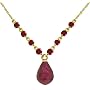 14k Solid Gold Necklace with Natural Rubies