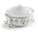 Mayfair & Jackson Round Porcelain Casserole with Vented Lid and Elegant Serving Rack, Holly Print