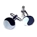 SILVER-Colored Men's Cuff Links Black & White YIN-YANG simulated Mother Of Pearl Stone Cufflinks