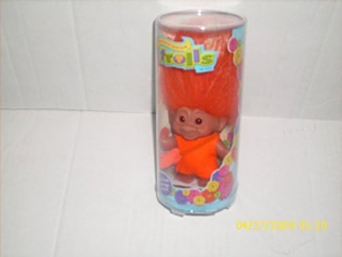 Small Good Luck Troll with Message Orange by PLAYALONG INC