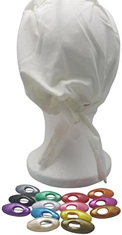 100% Cotton Tie Back Muslim Hijab Under Scarf Cap Accessory Bundle with 14 Multi Colored Pins (White)